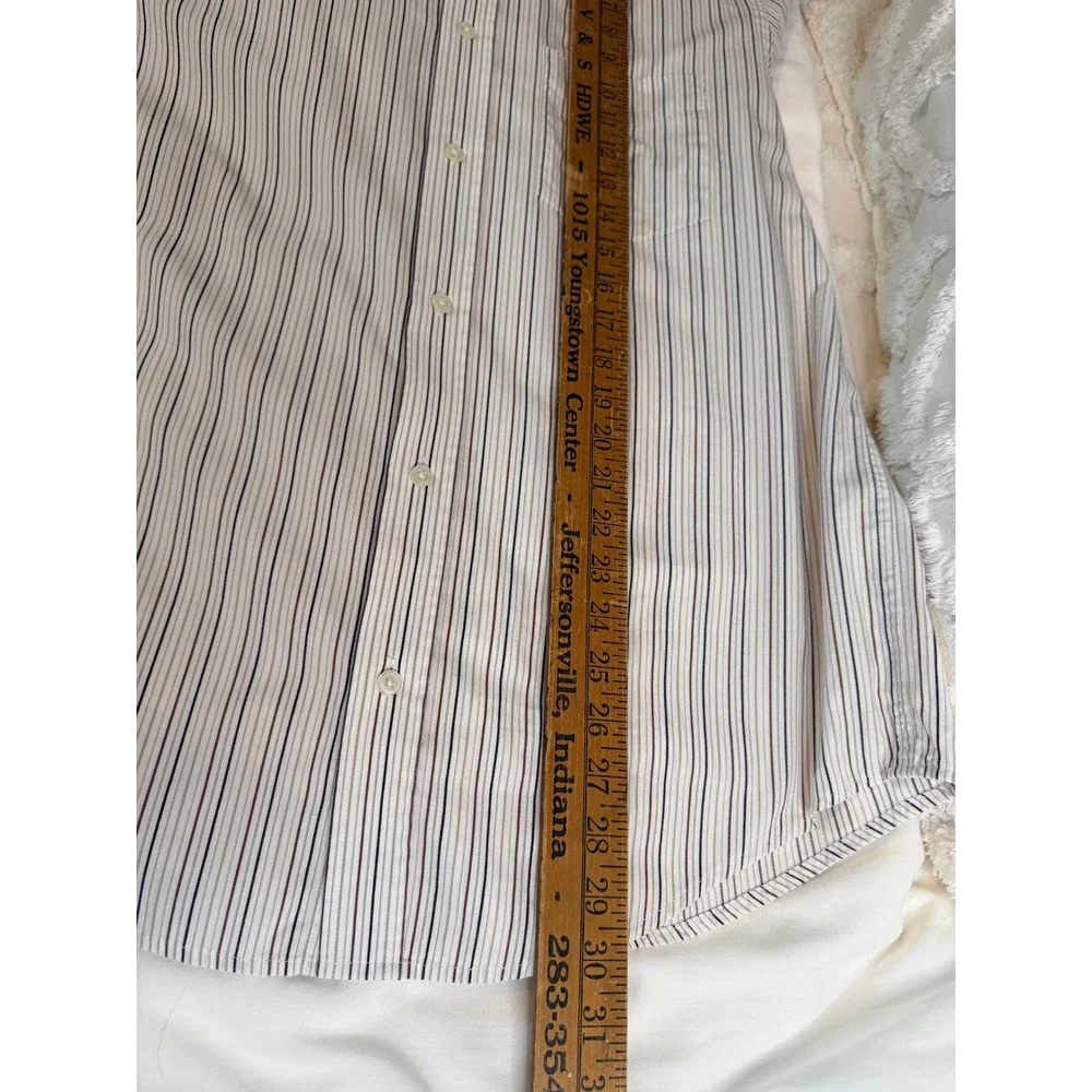 Banana Republic Button Down Mens L White Striped Excellent Long Sleeve Shirt